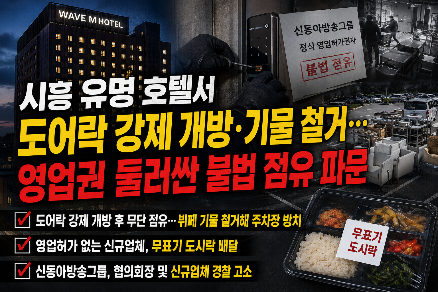 시흥 유명 호텔서 도어락 강제 개방·기물 철거…  영업권 둘러싼 불법 점유 파문