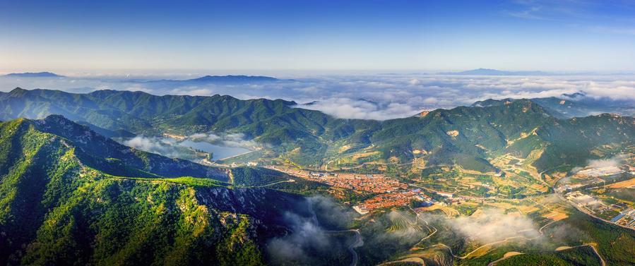 드론으로 내려다본 리커우산(里口山)의 풍경. (취재원 제공)